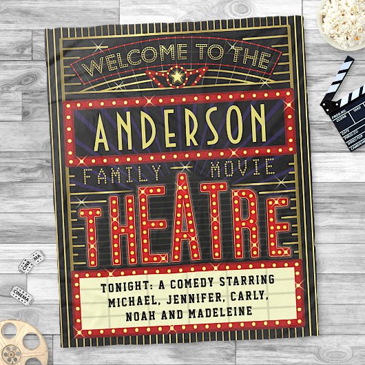 Couverture Polaire Film Theatre Marquee Home Cinéma | Nom personnalis