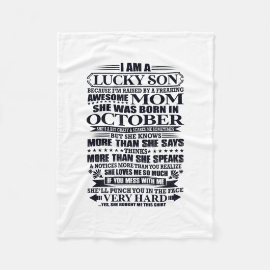 Couverture Polaire Fils Lucky Élevé Par Une Maman Fantastique Et Flam (Devant)