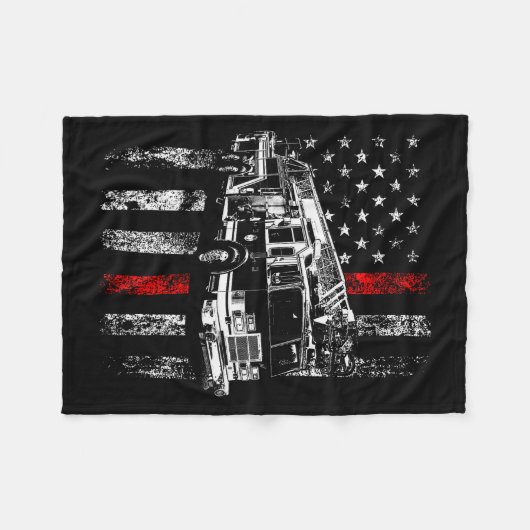 Couverture Polaire Fireman American Flag Thin Red Line Firefighter (Devant (Horizontal))