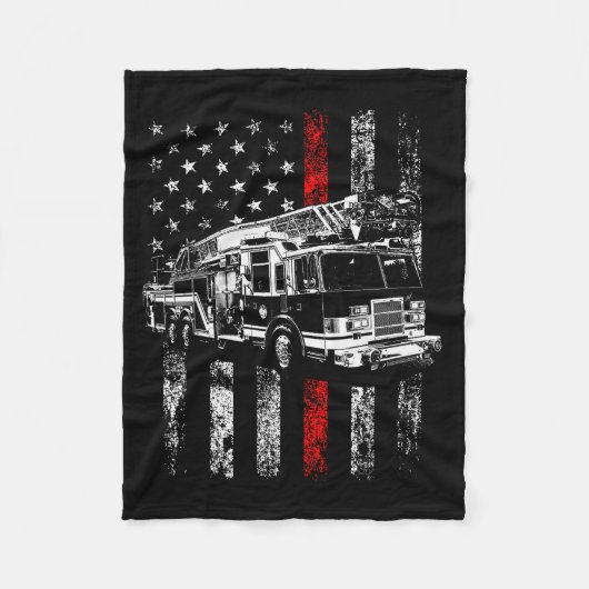 Couverture Polaire Fireman American Flag Thin Red Line Firefighter (Devant)