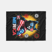 Couverture Polaire Fireworks Us Drapeau Patriotique Chat Noir (Devant (Horizontal))
