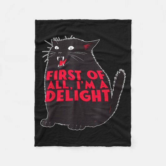 Couverture Polaire First Of All I'm A Delight Funny Roaring Black Cat (Devant)