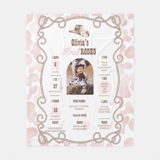 Couverture Polaire First Rodeo 1st Birthday Milestone Sign  (Devant)