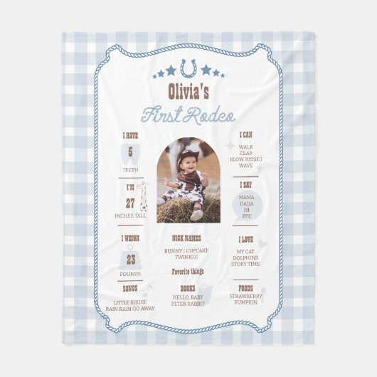 Couverture Polaire First Rodeo 1st Birthday Milestone Western Sign  (Devant)