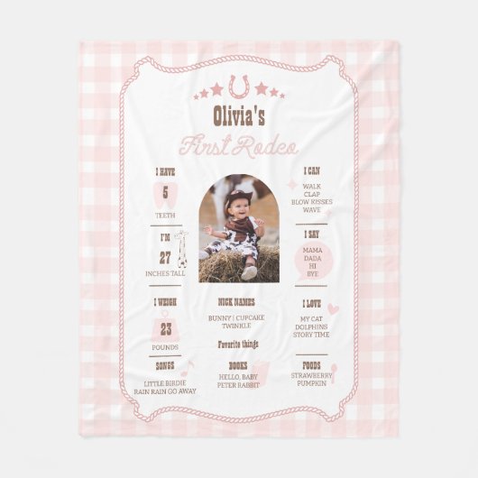 Couverture Polaire First Rodeo 1st Birthday Milestone Western Sign  (Devant)