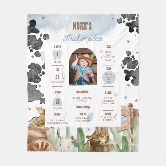 Couverture Polaire First Rodeo Rustic Wild West Milestone Sign (Devant)