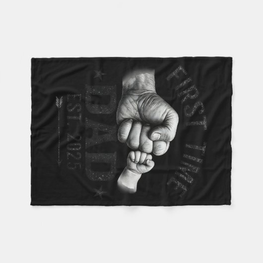 Couverture Polaire First Time Dad Est 2025 Fist Bump New Dad Father's (Devant (Horizontal))