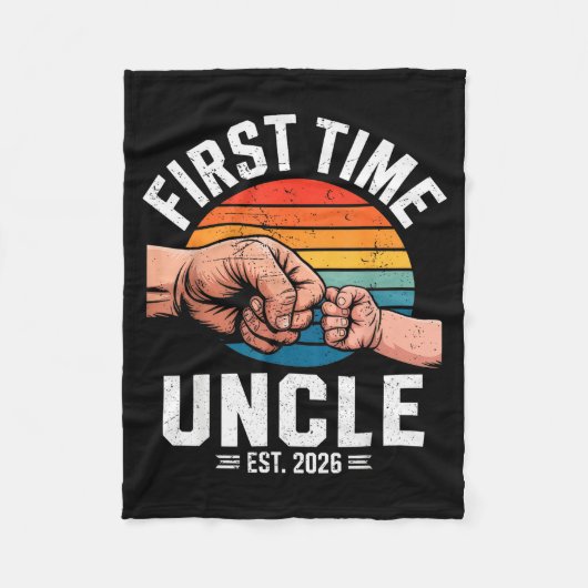 Couverture Polaire First Time Uncle Est 2026 Baby Announcement Great (Devant)
