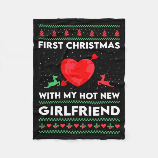 Couverture Polaire First Xmas With My New Girlfriend Men Ugly Christ (Devant)