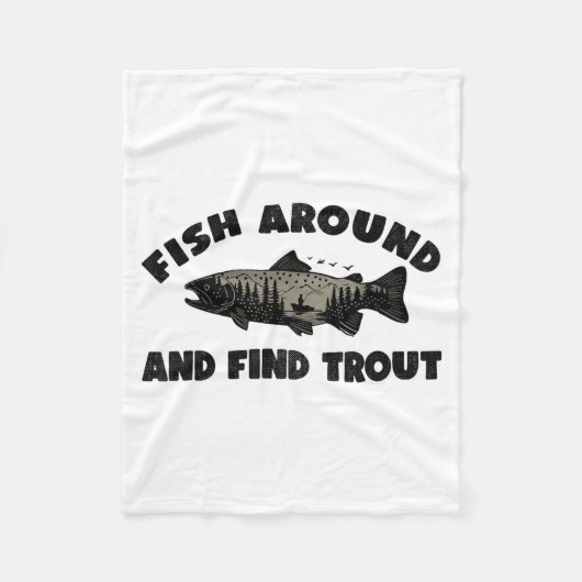 Couverture Polaire Fish Around Find Trout, Funny Fisherman Fishing Jo (Devant)
