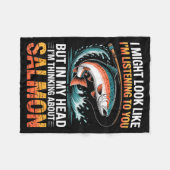 Couverture Polaire Fisherman Fish Angler Thinking About Salmon Fishin (Devant (Horizontal))