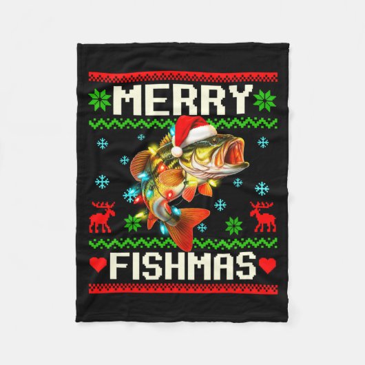 Couverture Polaire Fishing B Fish Merry Fishmas Fisherman Ugly Christ (Devant)