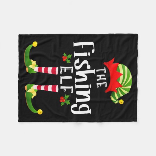 Couverture Polaire Fishing Christmas Elf Matching Pajama X-mas Party  (Devant (Horizontal))