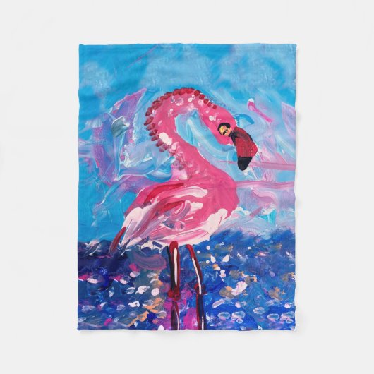 Couverture Polaire Flamant rose (Devant)