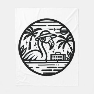 Couverture Polaire Flamant rose à l'écoute de la musique - Vibes trop