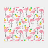 Couverture Polaire Flamant rose aquarelle et ananas : Ensemble tropic (Devant (Horizontal))