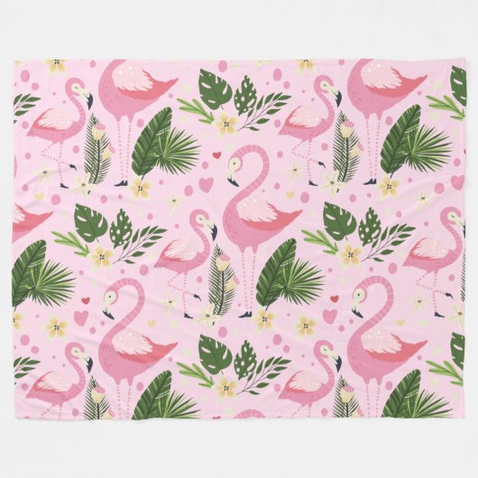 Couverture Polaire Flamant rose Collection d'été Un design 8 (Devant (Horizontal))