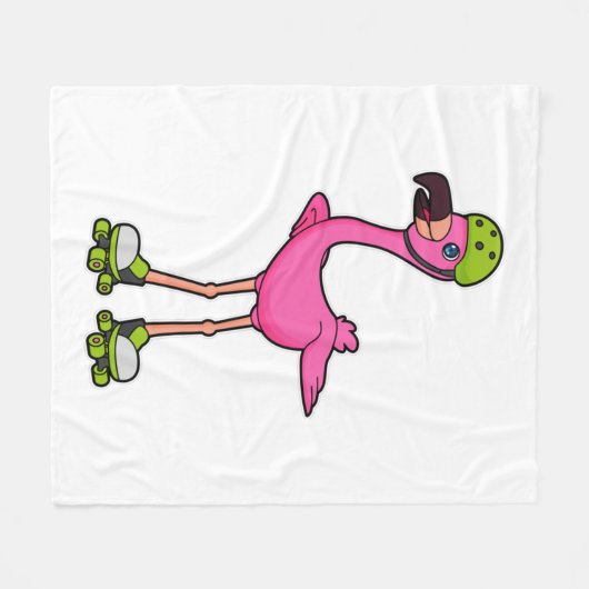 Couverture Polaire Flamant rose comme Patineur avec Roller Patins & C (Devant (Horizontal))