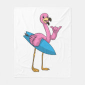 Couverture Polaire Flamant rose comme Surfer avec Surfboard (Devant)