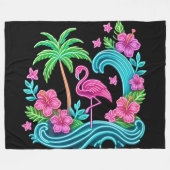 Couverture Polaire Flamant rose de néon tropical (Devant (Horizontal))