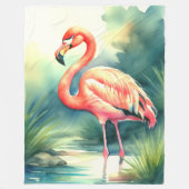 Couverture Polaire Flamant rose de peinture aquarelle (Devant)
