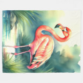 Couverture Polaire Flamant rose de peinture aquarelle (Devant (Horizontal))