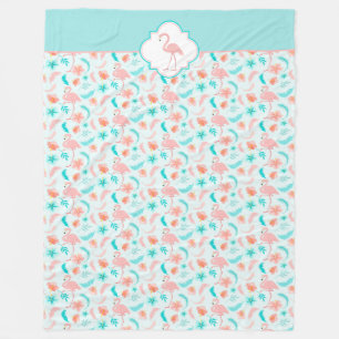 Couverture Polaire Flamant rose de rose de motif de ketmie