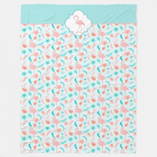 Couverture Polaire Flamant rose de rose de motif de ketmie (Devant)