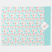 Couverture Polaire Flamant rose de rose de motif de ketmie (Devant (Horizontal))