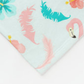 Couverture Polaire Flamant rose de rose de motif de ketmie (Coin)