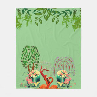 Couverture Polaire Flamant rose d'oiseaux aquatiques Couple Arbre de