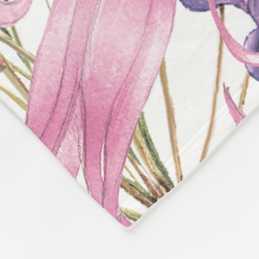 Couverture Polaire Flamant rose en Jungle Fleur - Motif d'été (Coin)