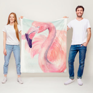 Couverture Polaire Flamant rose en pastel