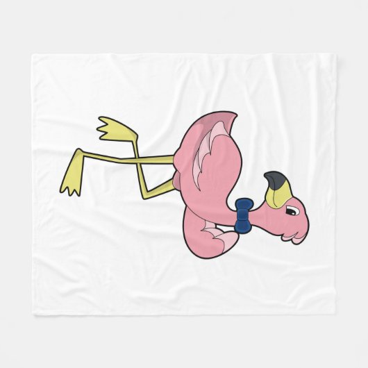 Couverture Polaire Flamant rose en tant que Gentleman avec Cravate (Devant (Horizontal))