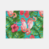 Couverture Polaire Flamant rose et aquarelle du jardin tropical (Devant (Horizontal))