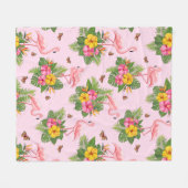 Couverture Polaire Flamant rose et papillons 1 (Devant (Horizontal))