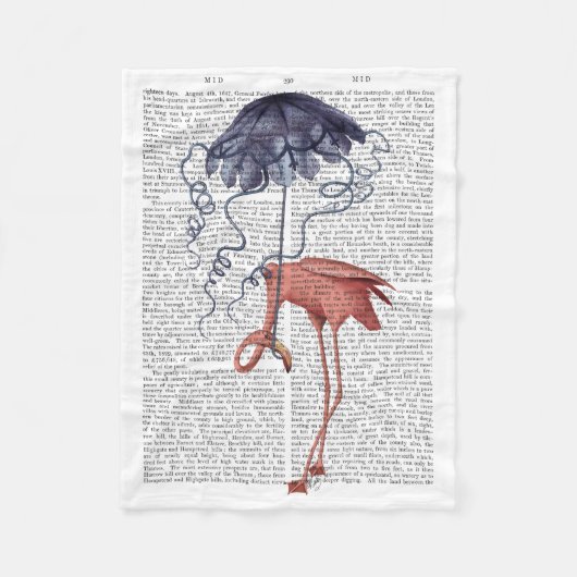 Couverture Polaire Flamant rose et parasol (Devant)
