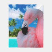 Couverture Polaire Flamant rose et plage (Devant)