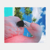 Couverture Polaire Flamant rose et plage (Devant (Horizontal))
