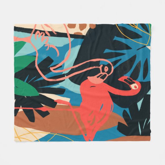 Couverture Polaire Flamant rose funky (Devant (Horizontal))