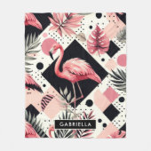 Couverture Polaire Flamant rose mignon géométrique (Devant)