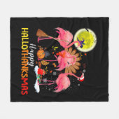 Couverture Polaire Flamant rose mignon HalloThanksmas Happy Halloween (Devant (Horizontal))