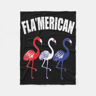 Couverture Polaire Flamant rose patriotique Rouge Blanc Bleu Juillet