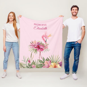 Couverture Polaire Flamant rose princesse mignonne