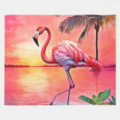 Couverture Polaire Flamant rose rose (Devant (Horizontal))