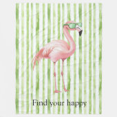 Couverture Polaire Flamant rose rose blanc vert (Devant)