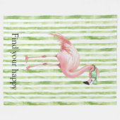 Couverture Polaire Flamant rose rose blanc vert (Devant (Horizontal))