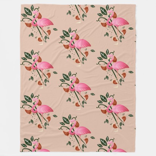 Couverture Polaire Flamant rose rose fleur du printemps (Devant)