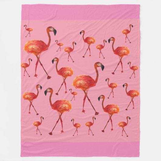 Couverture Polaire Flamant rose rose Oiseaux Blanche polaire (Devant)