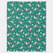 Couverture Polaire Flamant rose rose Vert Noël Motif de vacances (Devant)